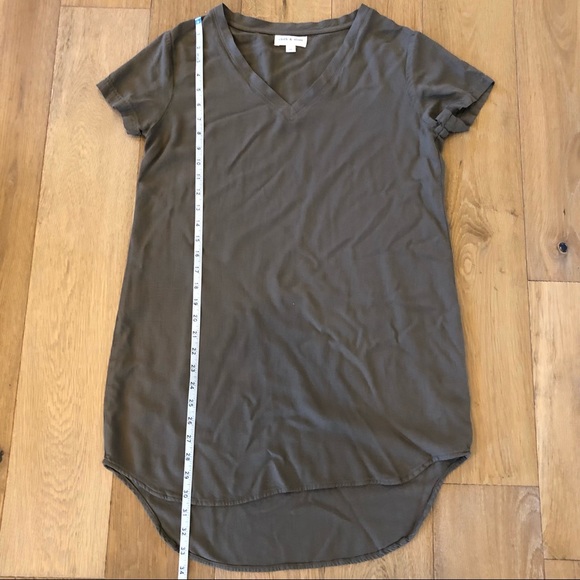 Anthropologie Cloth & Stone Olive Green Short Sleeve V Neck Tee Shirt Dress - M - Picture 3 of 7